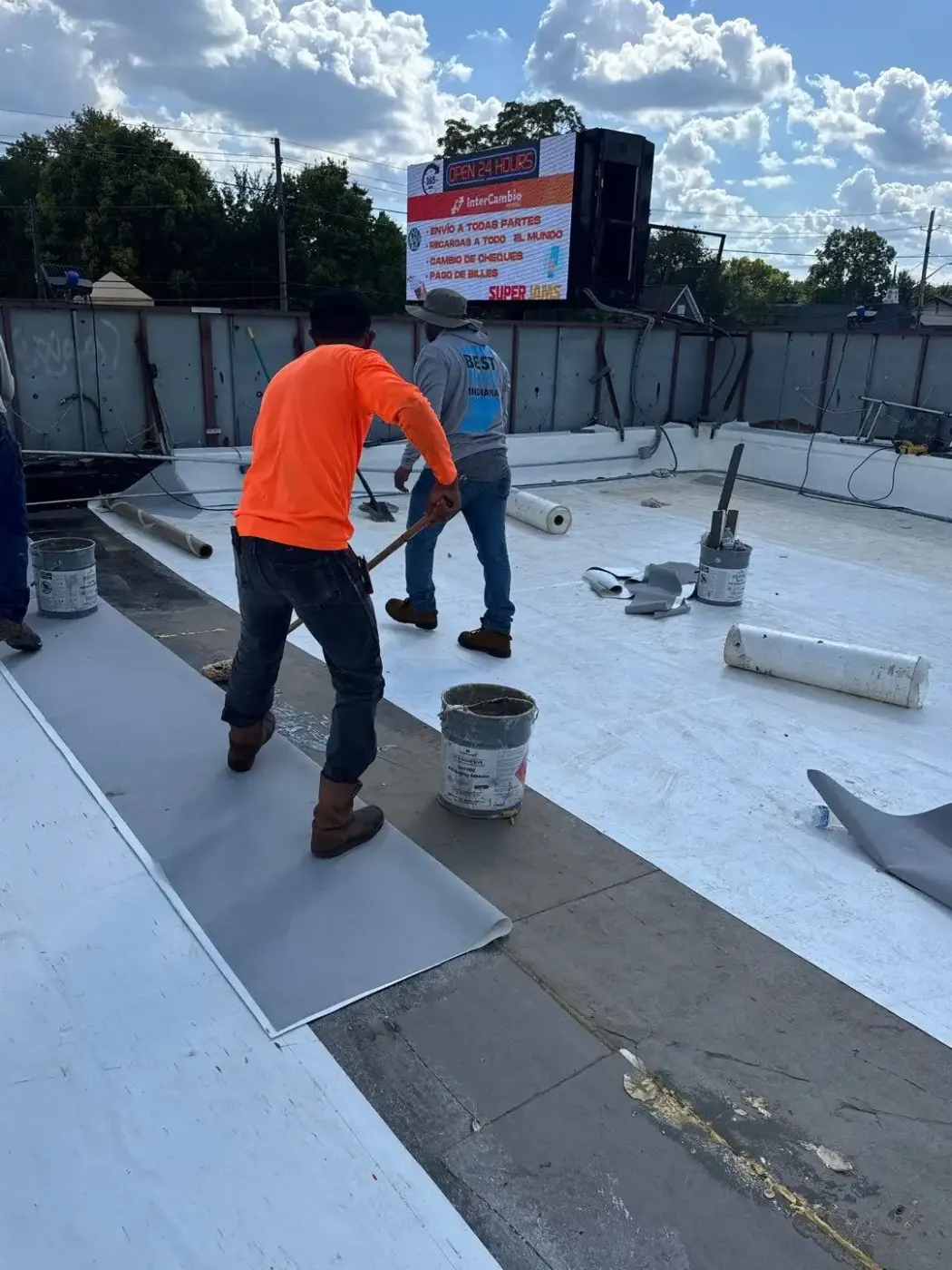 Tarping and dry-in on a Mishawaka commercial roof